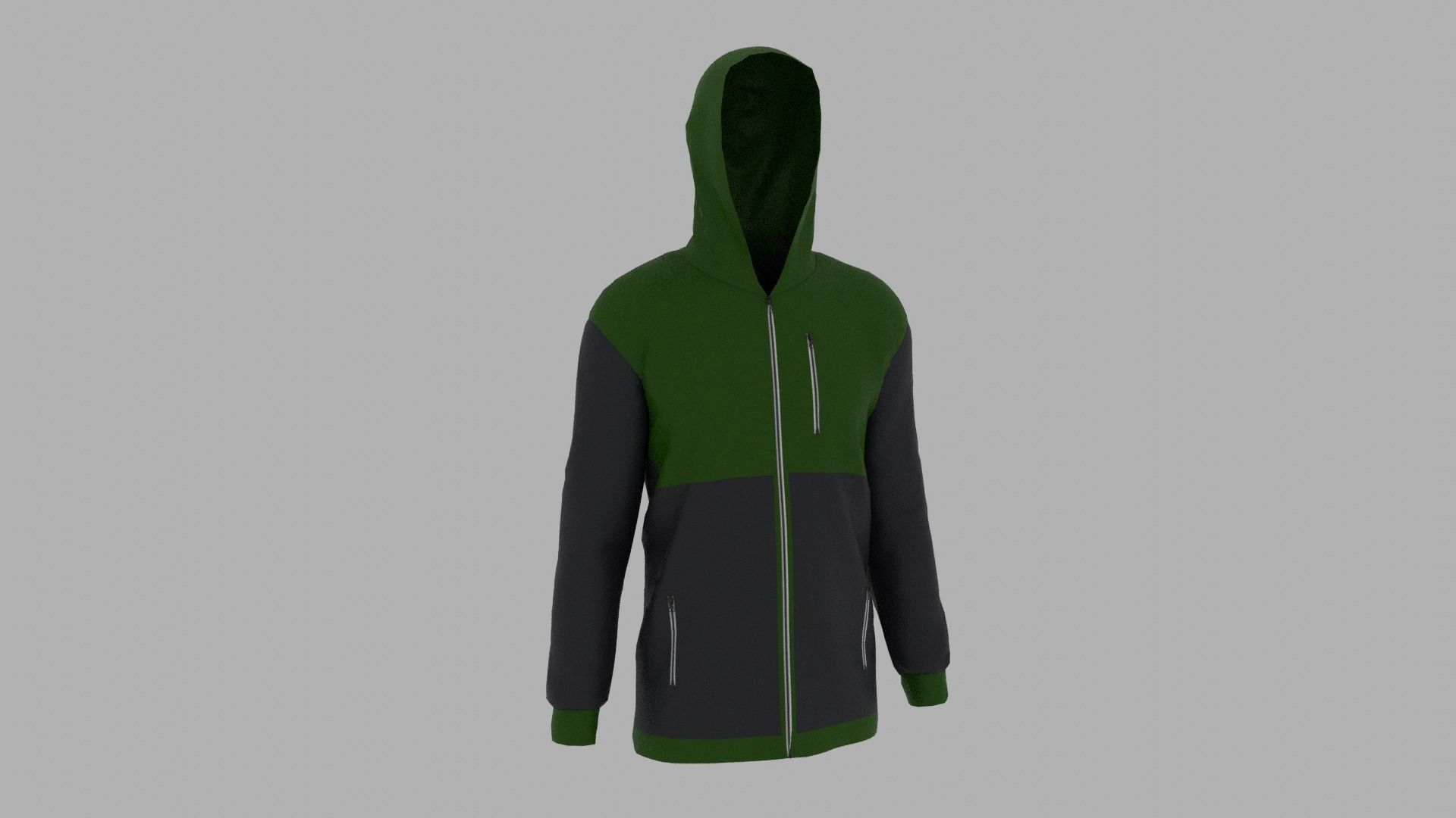 Jacket zip up hoodie Low-poly 3D model_3