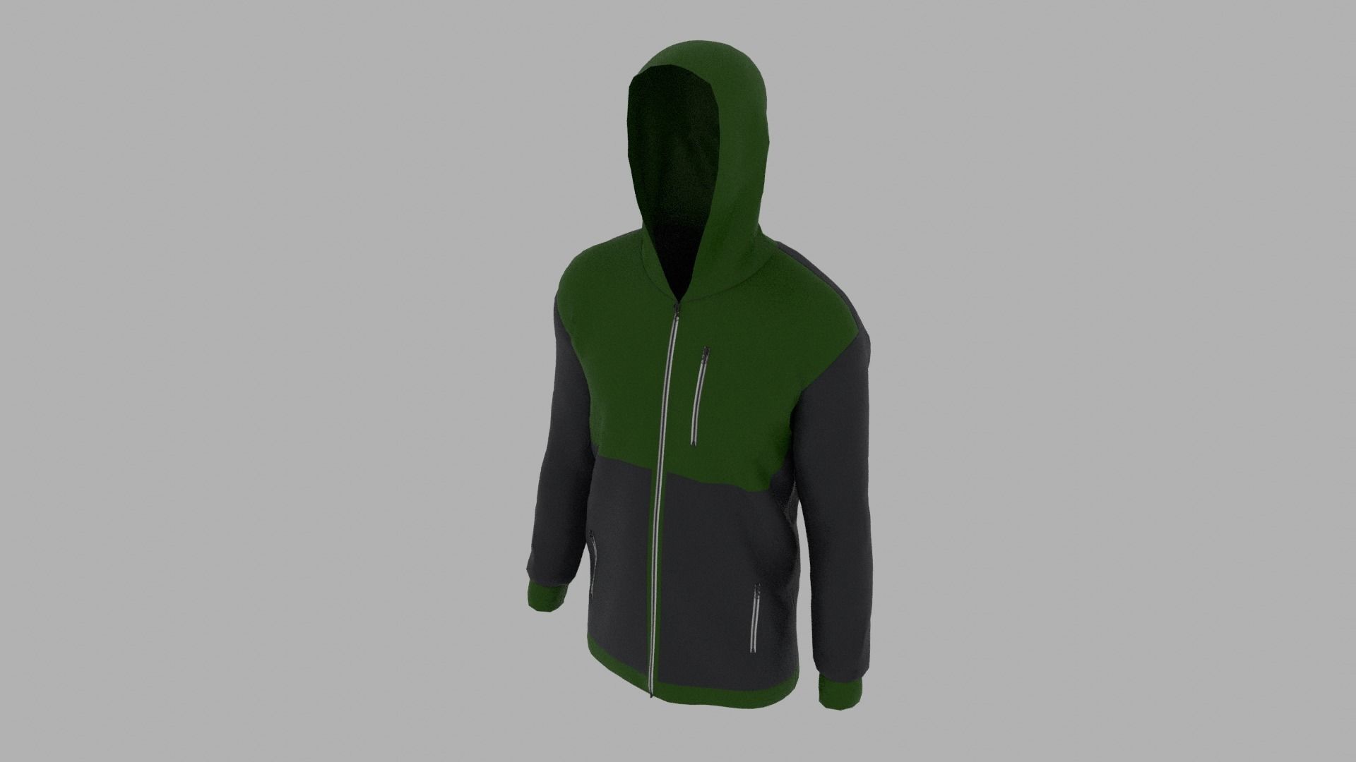 Jacket zip up hoodie Low-poly 3D model_4