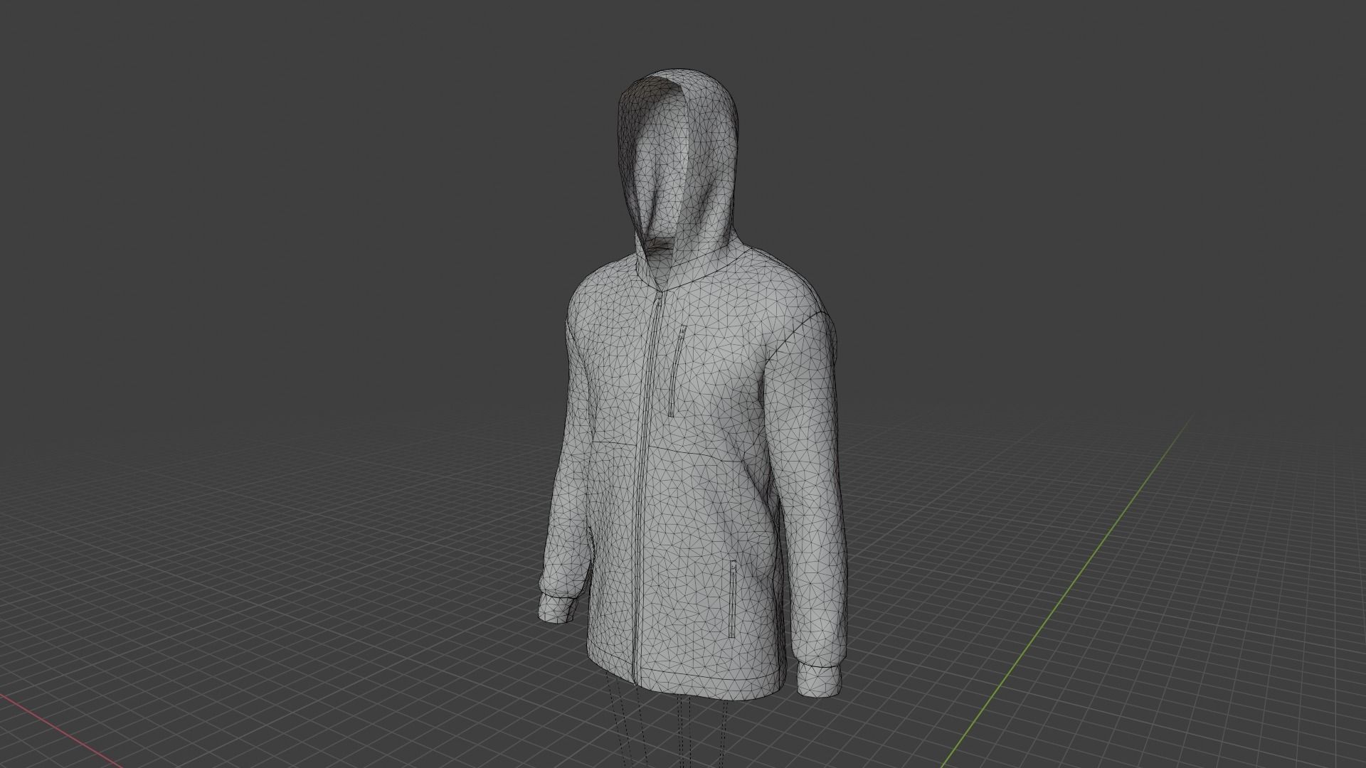 Jacket zip up hoodie Low-poly 3D model_8