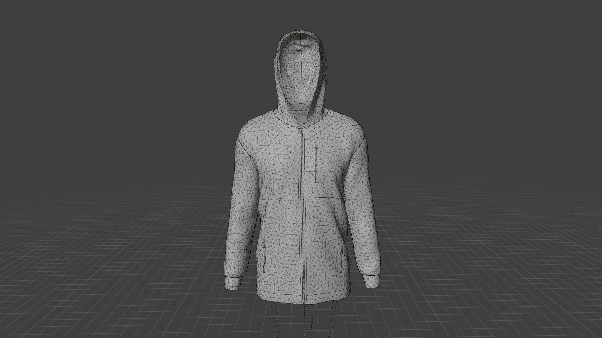 Jacket zip up hoodie Low-poly 3D model_7