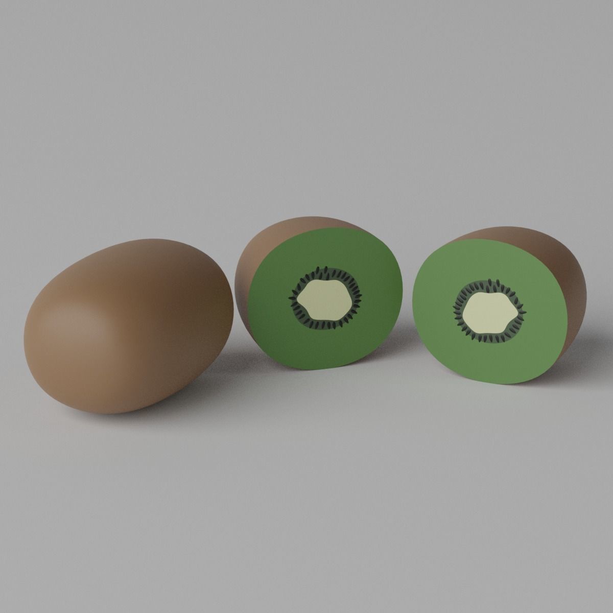 Cartoon Kiwi Fruit and Slice Low-poly 3D model_12