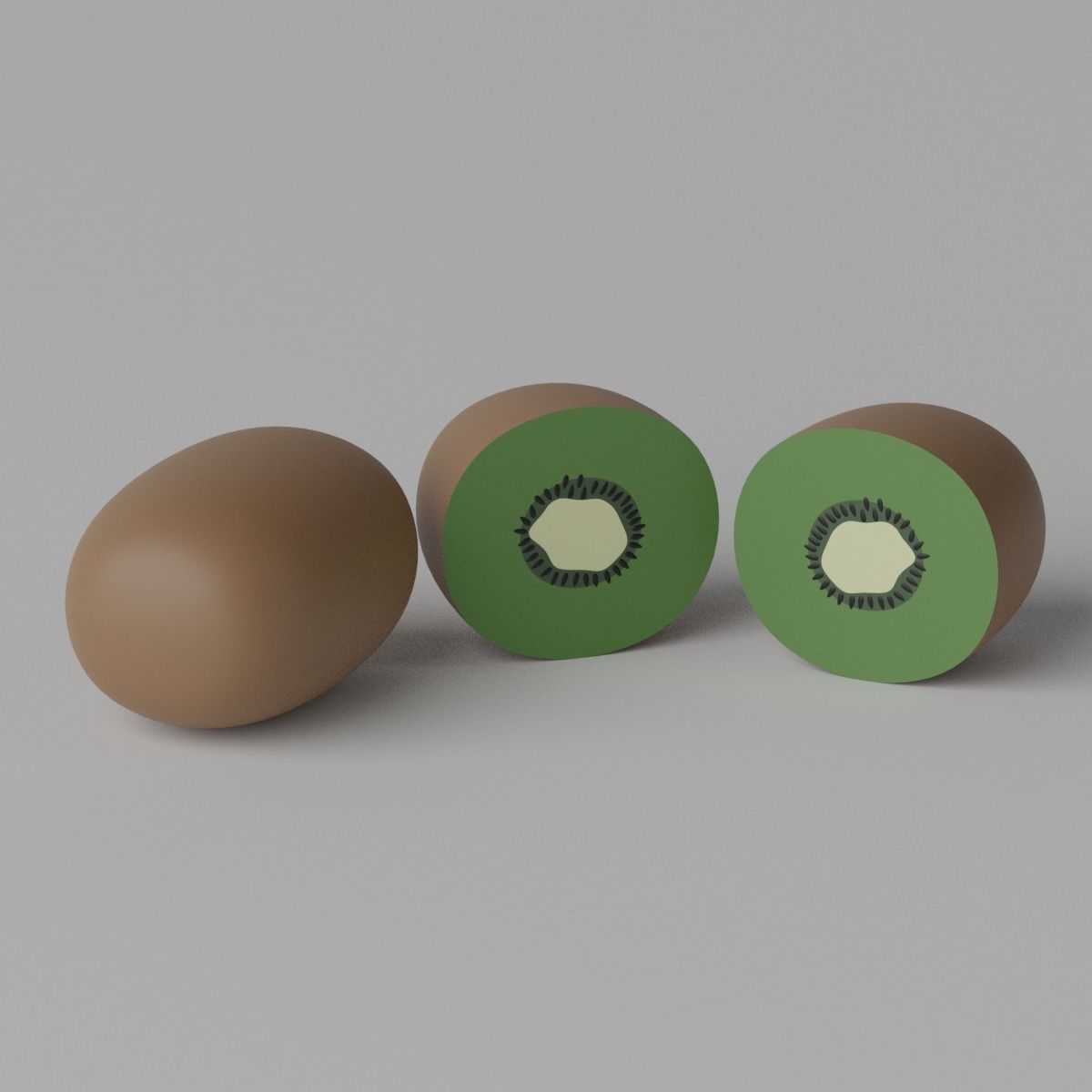 Cartoon Kiwi Fruit and Slice Low-poly 3D model_11
