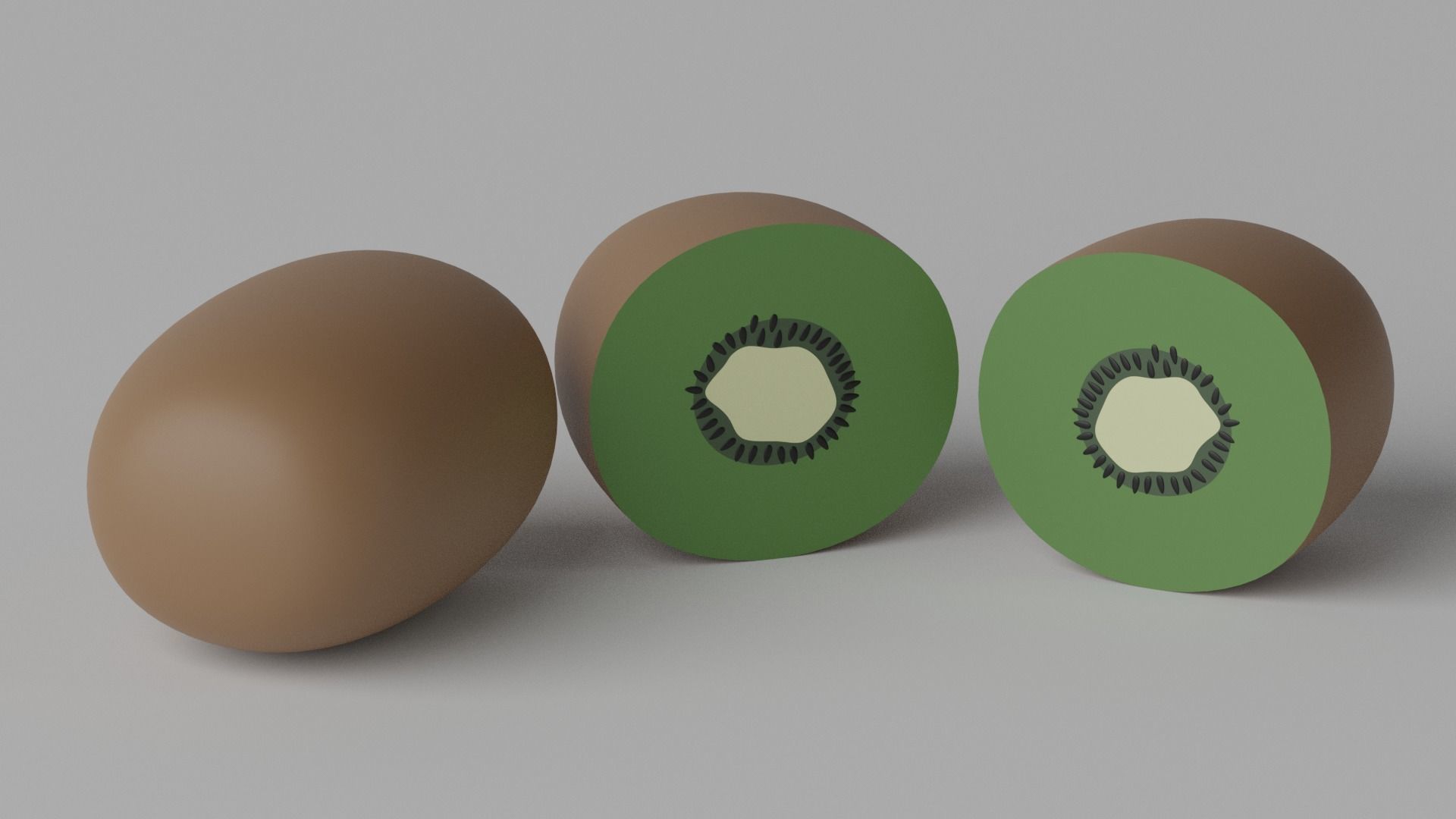 Cartoon Kiwi Fruit and Slice Low-poly 3D model_1