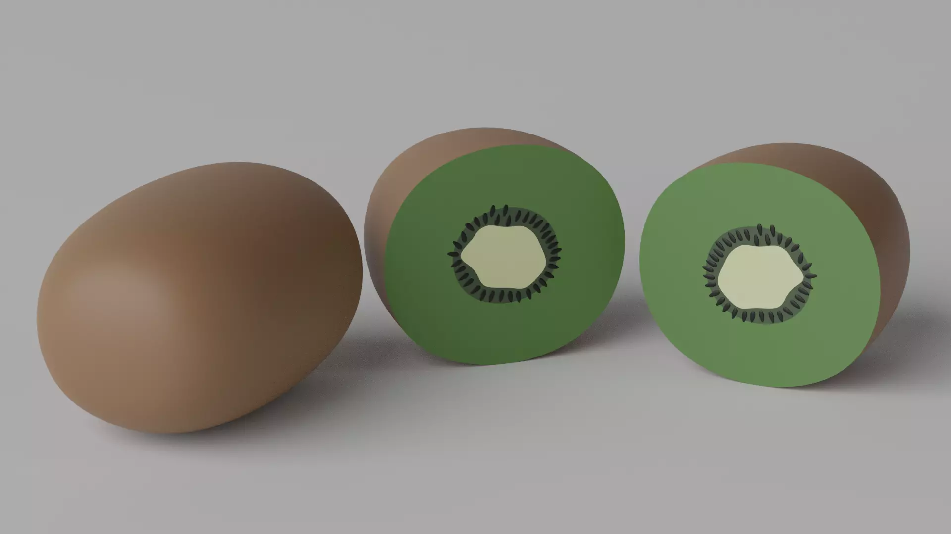 Cartoon Kiwi Fruit and Slice Low-poly 3D model_0