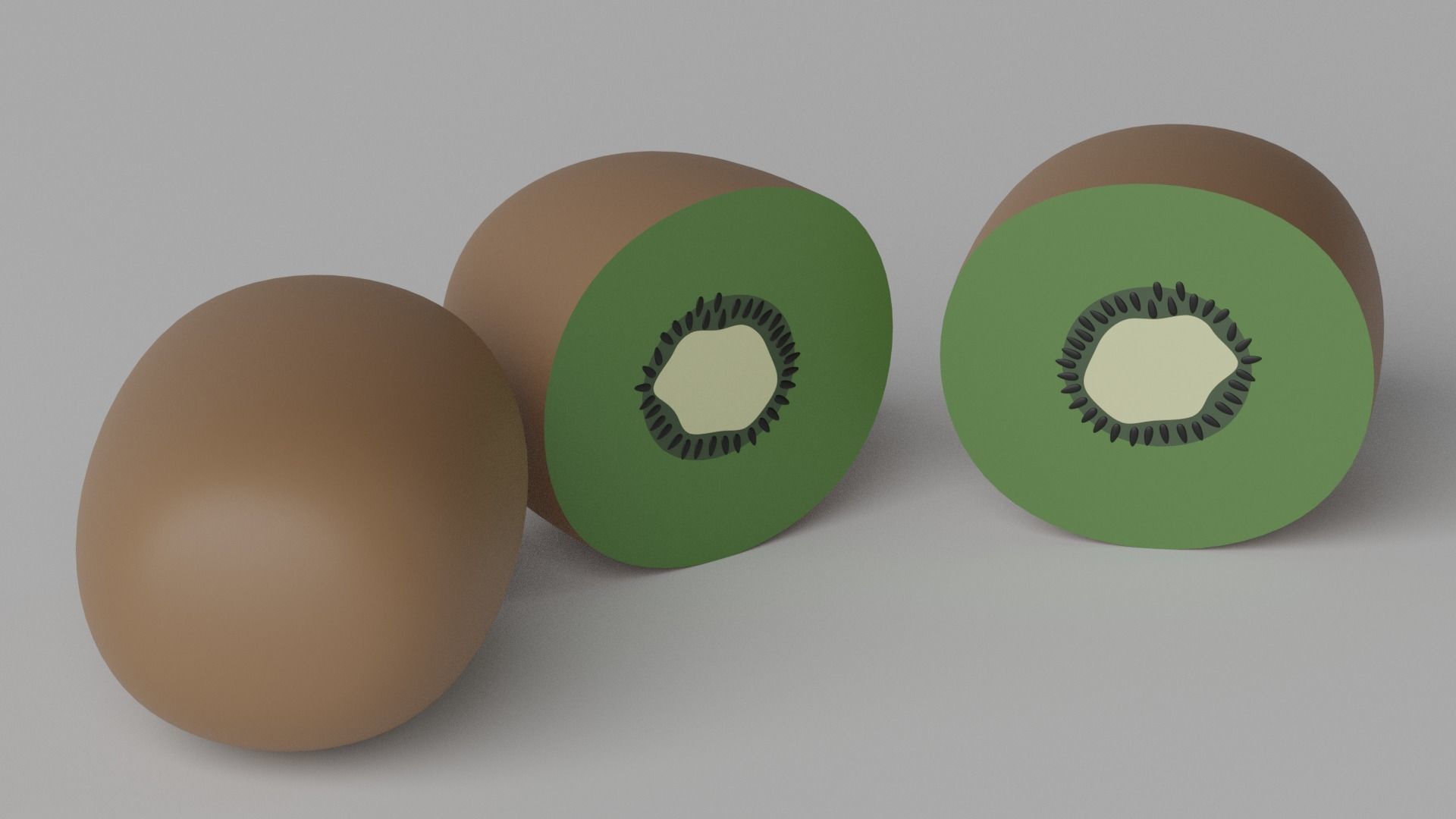 Cartoon Kiwi Fruit and Slice Low-poly 3D model_2