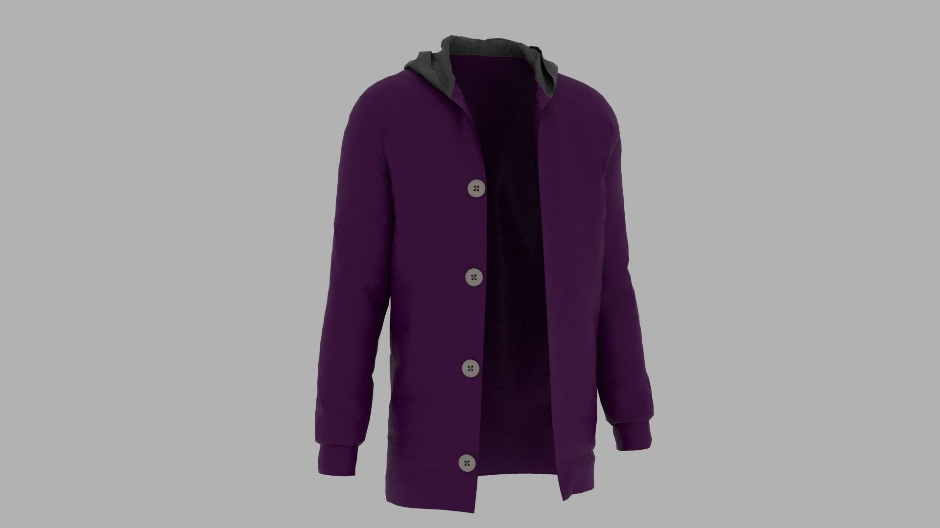Jacket hooded Low-poly 3D model_3