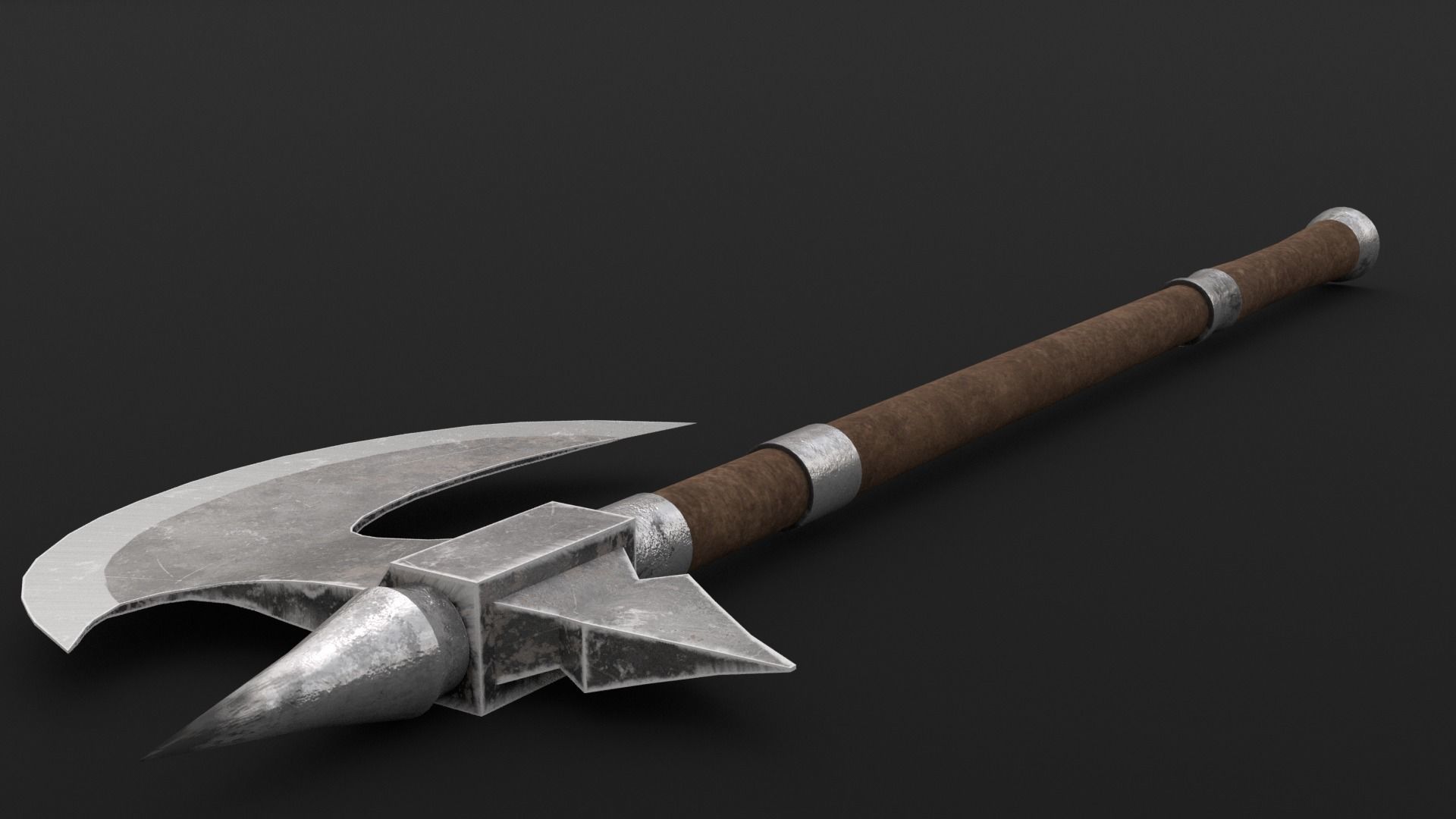 LowPoly Battle Axe GameReady Weapon Asset Low-poly 3D model_2