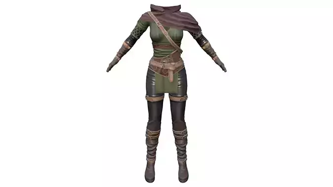 Medieval Fantasy Archer Outfit Top Pants Boots Gloves