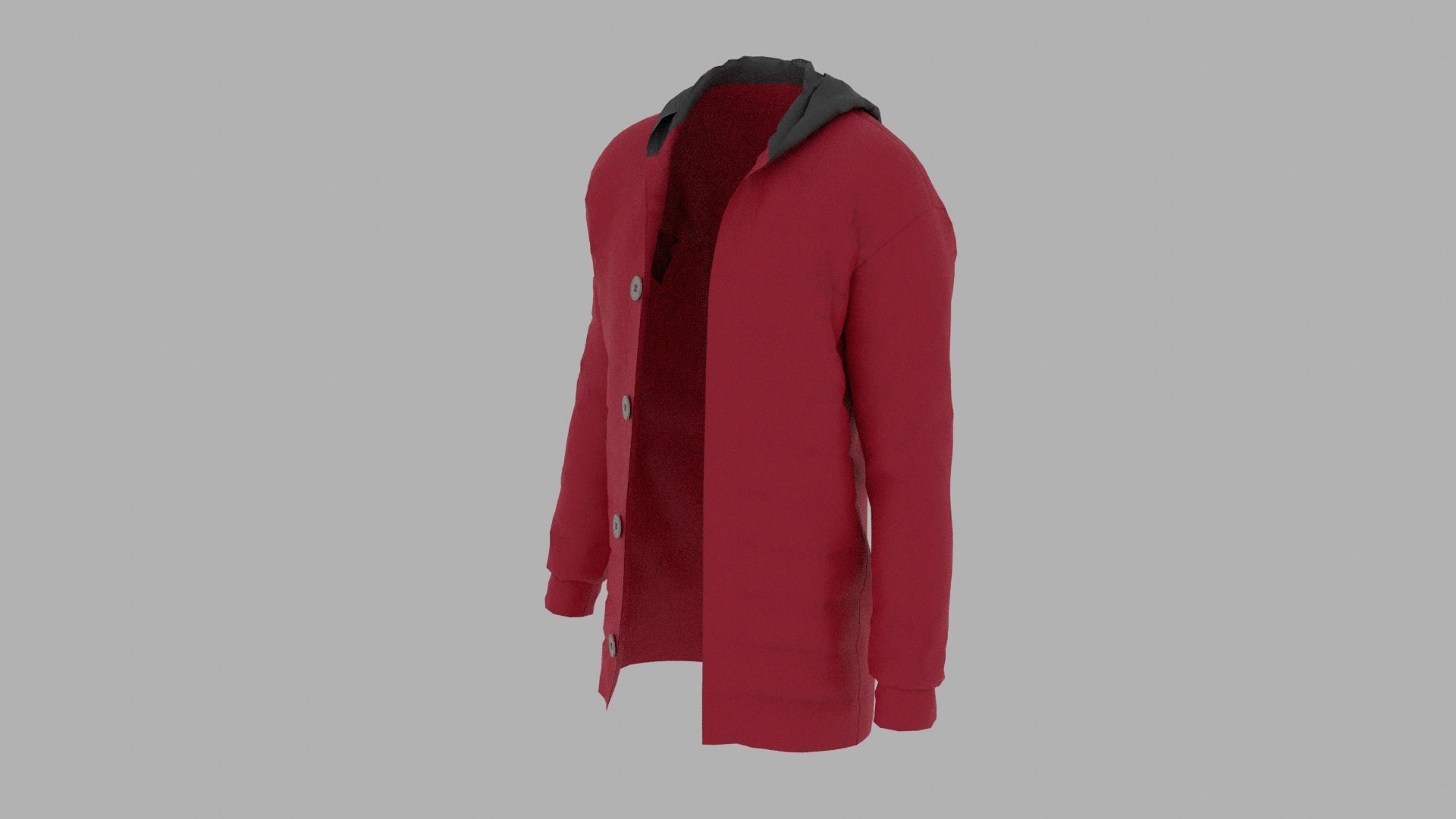 Jacket hooded Low-poly 3D model_1