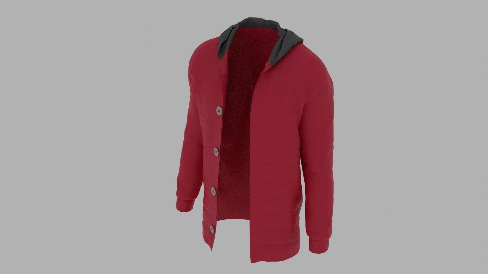 Jacket hooded Low-poly 3D model_4