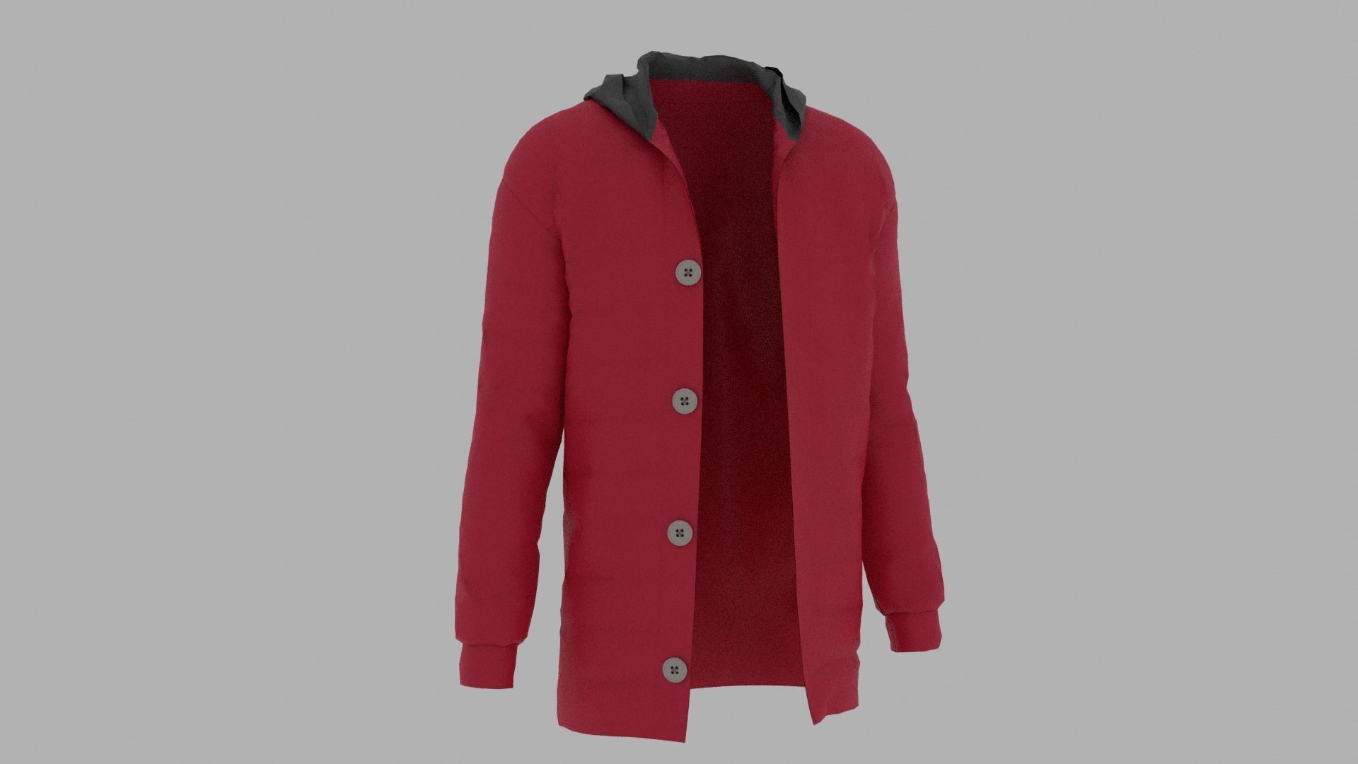 Jacket hooded Low-poly 3D model_3