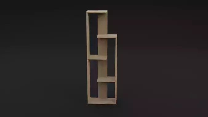 LowPoly Wooden Bookcase 4KTexture GameReady Furniture