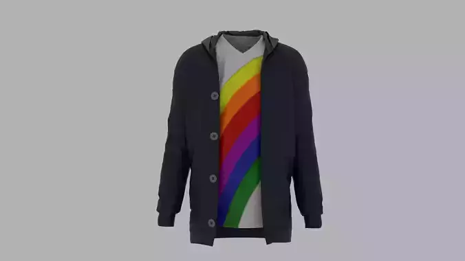 Jacket with rainbow hoodie