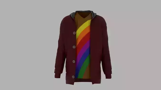 Jacket coat with rainbow shirt