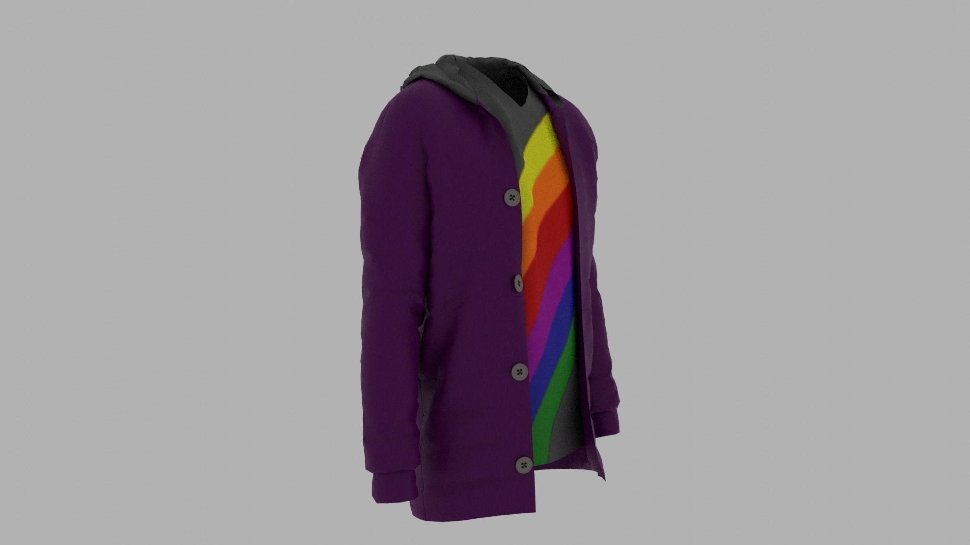 Jacket with rainbow hoodie Low-poly 3D model_2