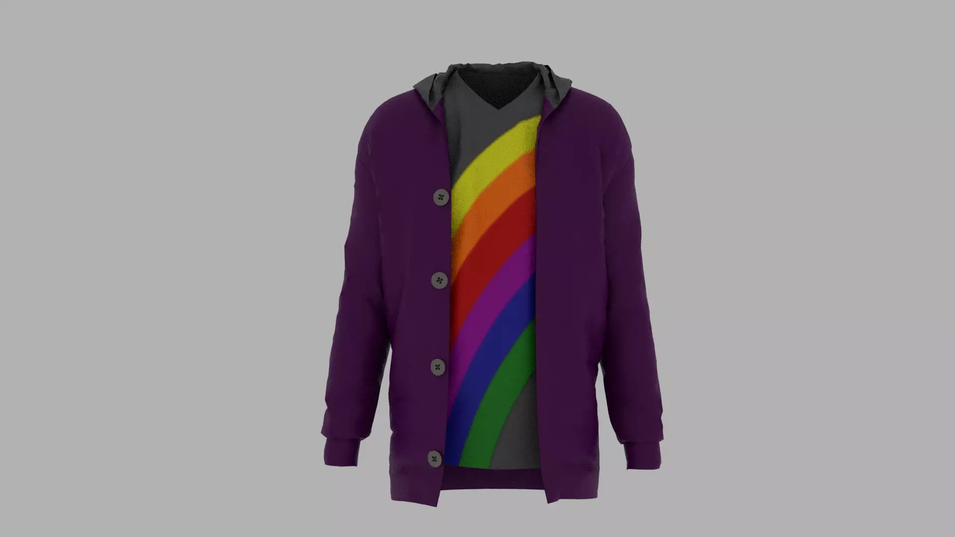 Jacket with rainbow hoodie Low-poly 3D model_0