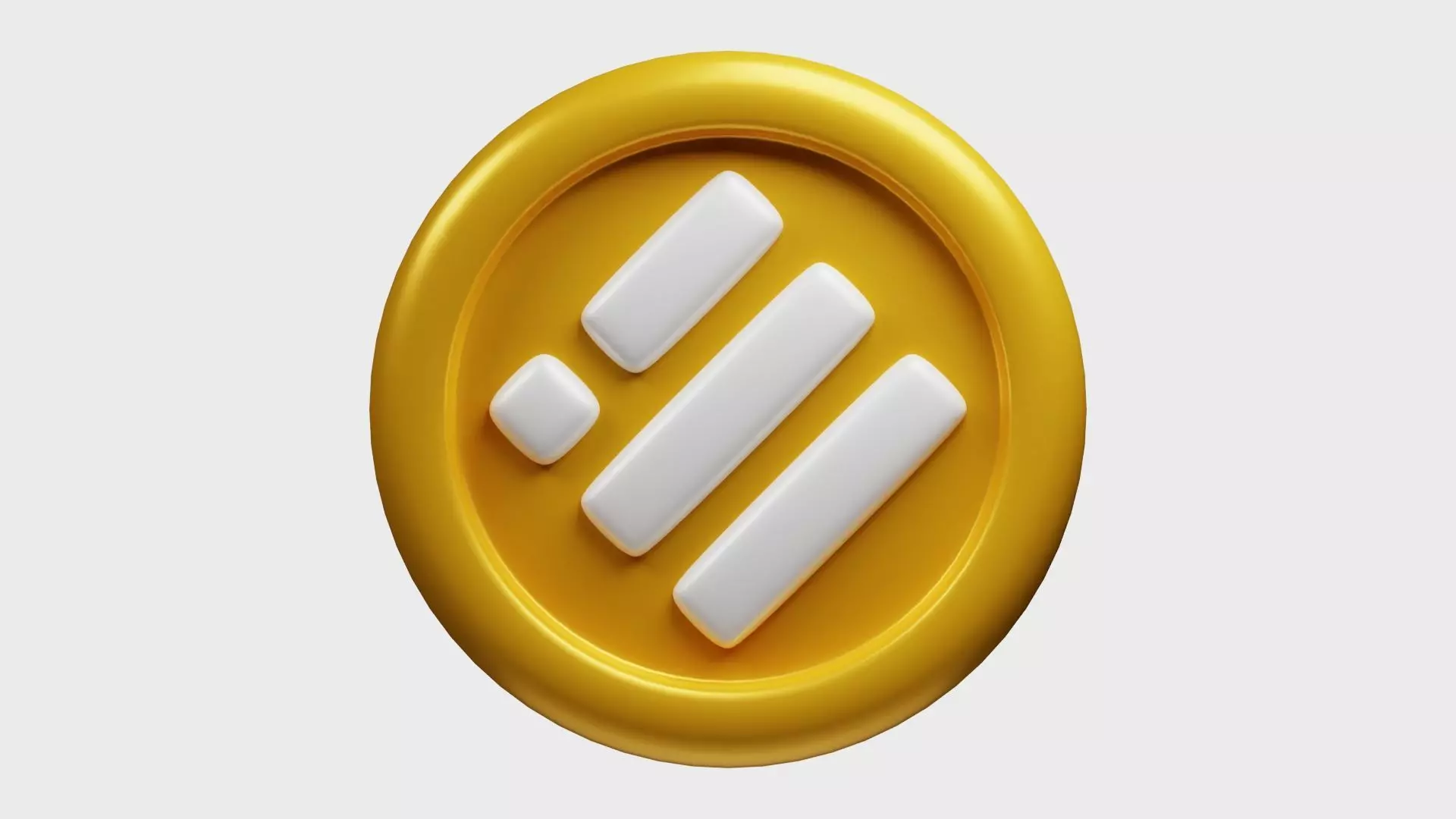 Binance USD or BUSD Gold Crypto Coin with cartoon style 3D model_0