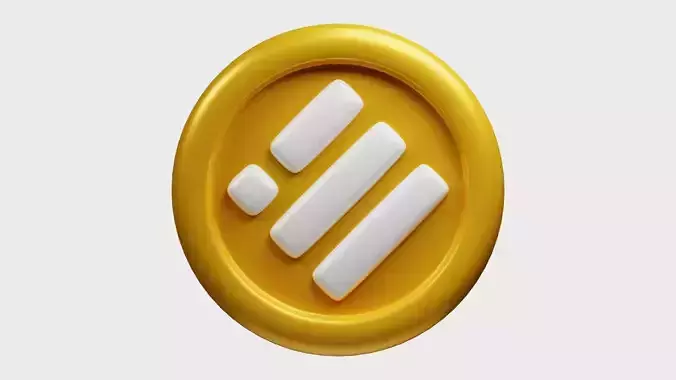 Binance USD or BUSD Gold Crypto Coin with cartoon style
