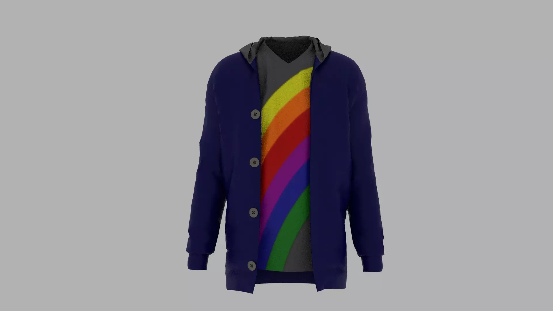 Jacket with rainbow hoodie Low-poly 3D model_0