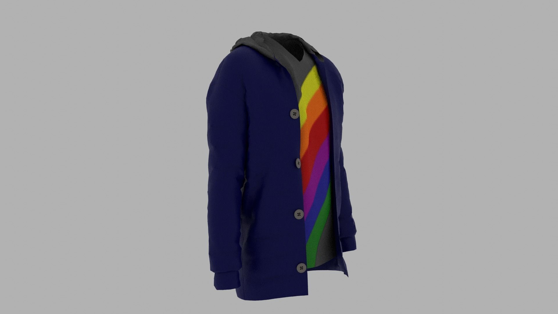 Jacket with rainbow hoodie Low-poly 3D model_2
