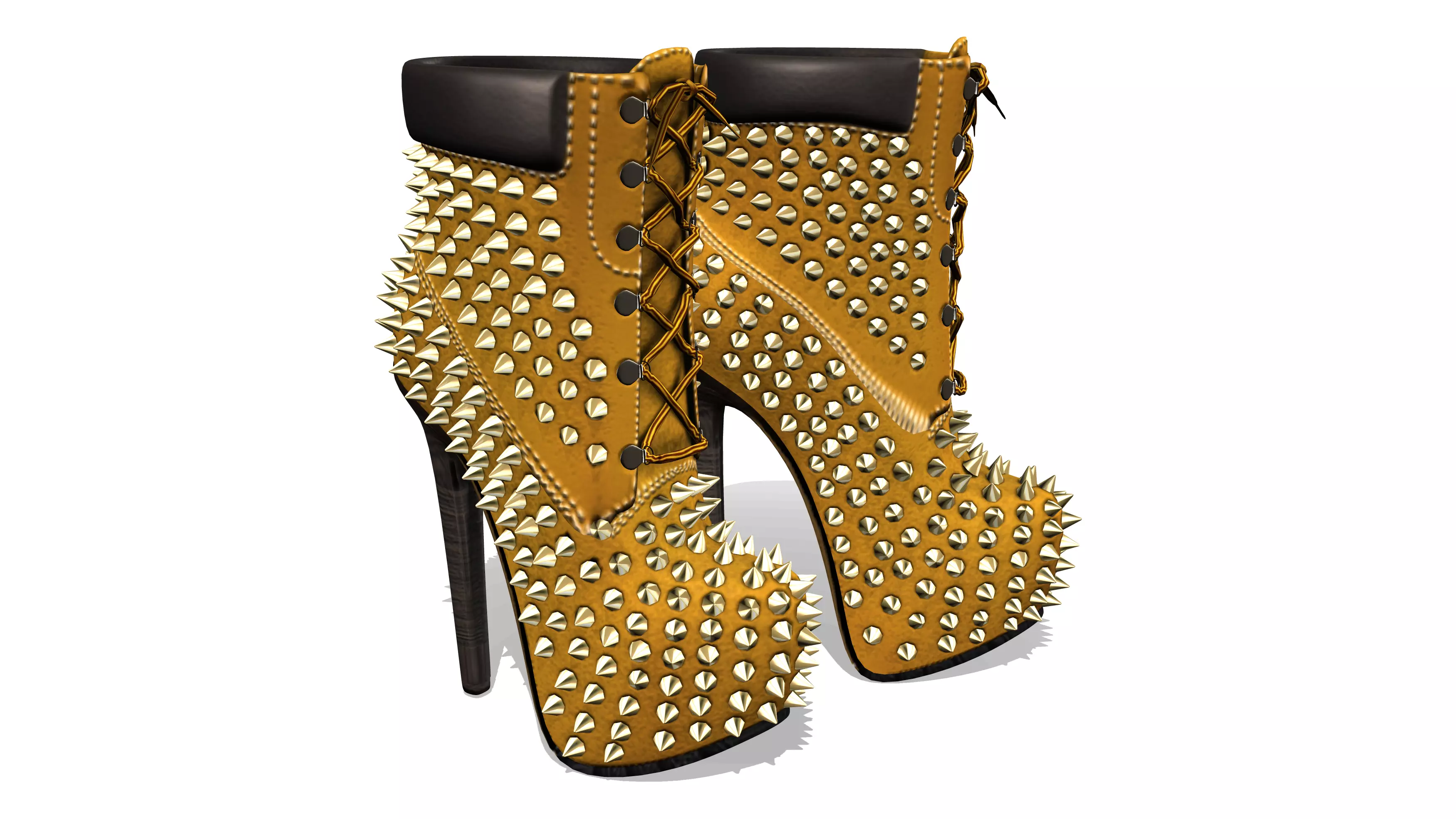 Ladies Boots With Studs Around Low-poly 3D model