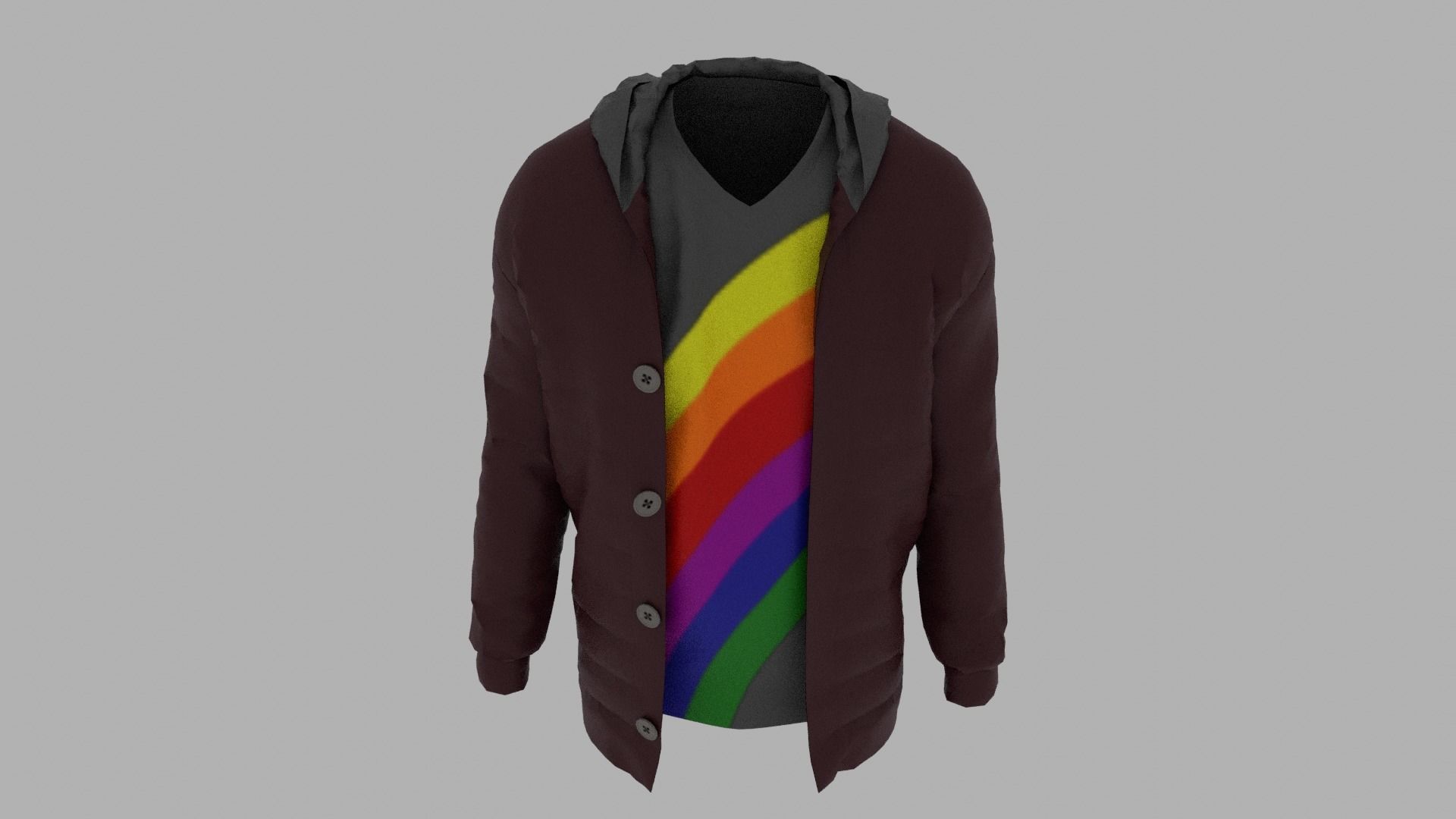 Jacket with rainbow hoodie Low-poly 3D model_6
