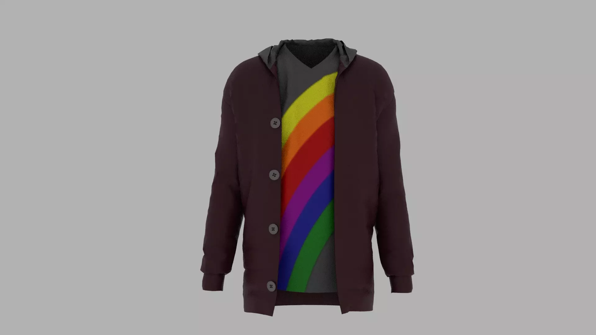 Jacket with rainbow hoodie Low-poly 3D model_0