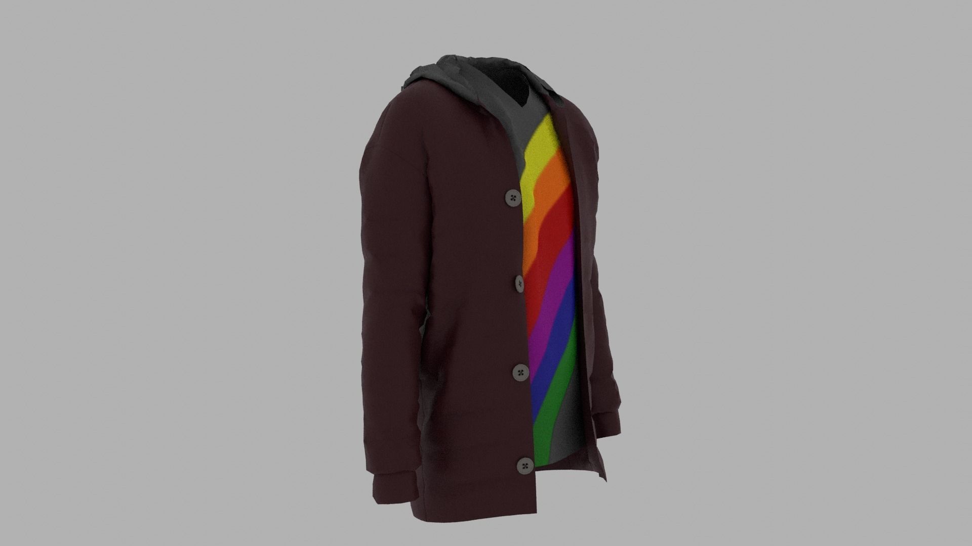 Jacket with rainbow hoodie Low-poly 3D model_2