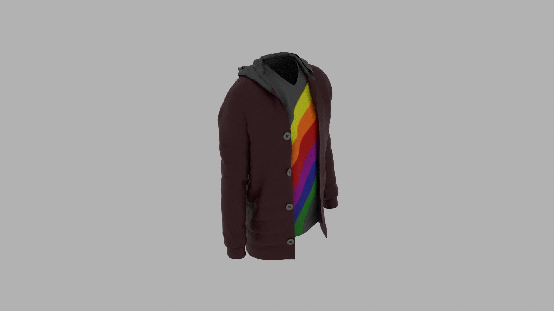 Jacket with rainbow hoodie Low-poly 3D model_5