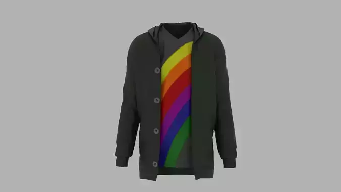 Jacket with rainbow hoodie