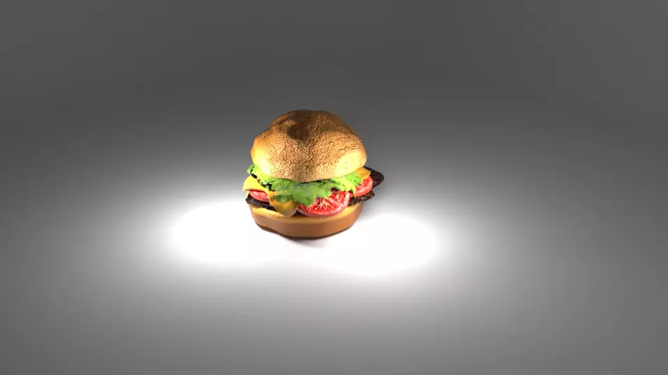 burger hamburger with light shining 3D model