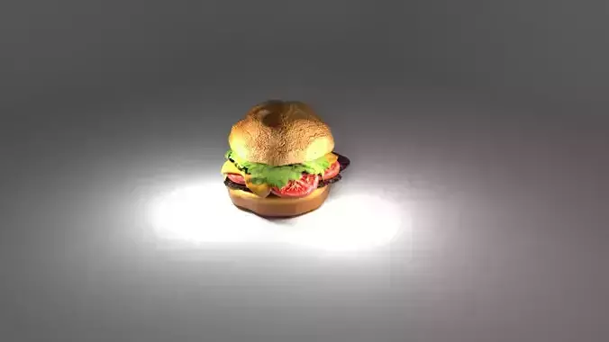 burger hamburger with light shining 3D model