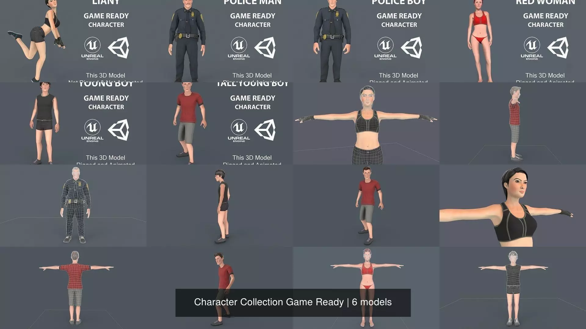 Character Collection Game Ready different body poses in _0