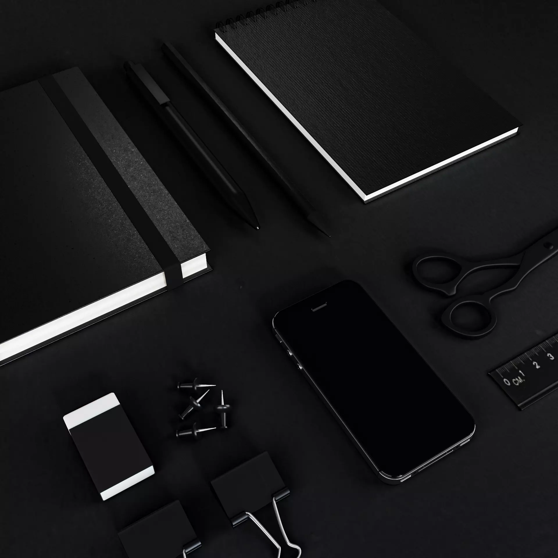 Realistic monochrome stationery mock up 3D model_0