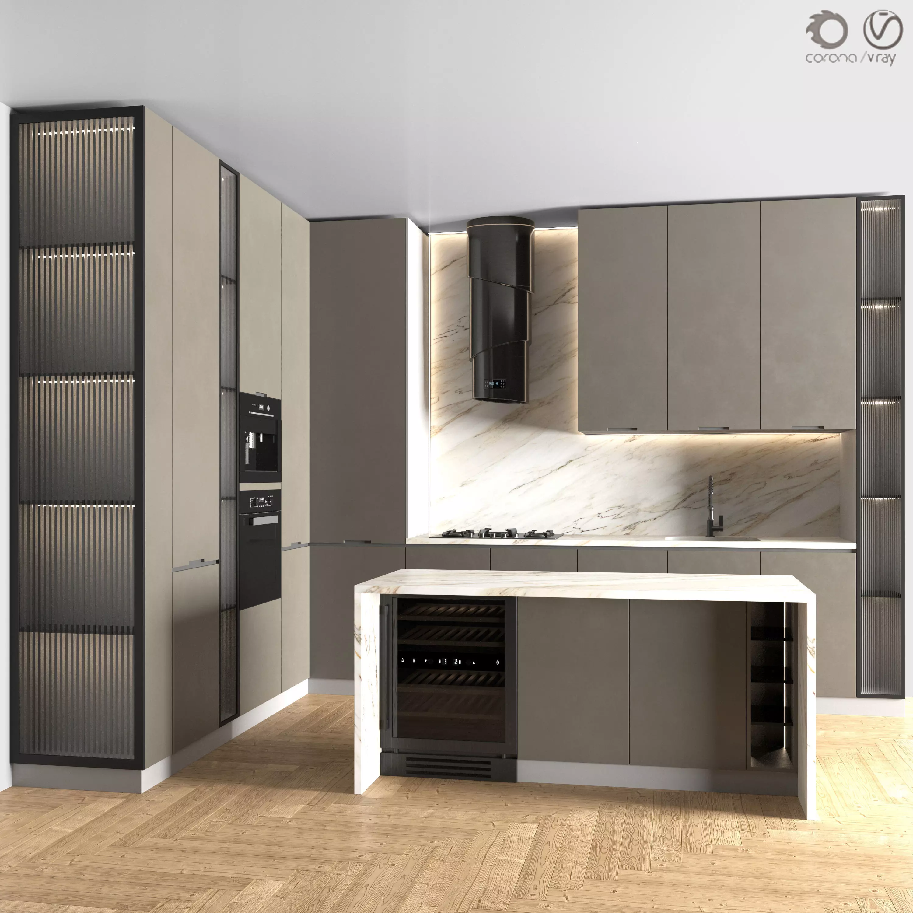 Kitchen Modern 38 - Corner Kitchen 3D model