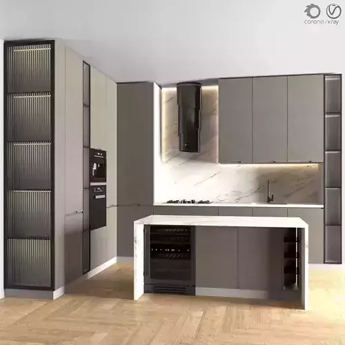 Kitchen Modern 38 - Corner Kitchen 3D model