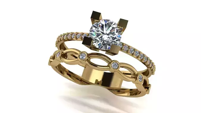 Ring wedding ring two in one engagement assembled 70