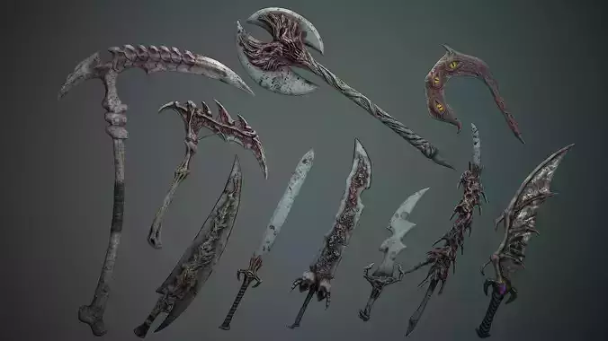 organic weapons Low-poly 3D model