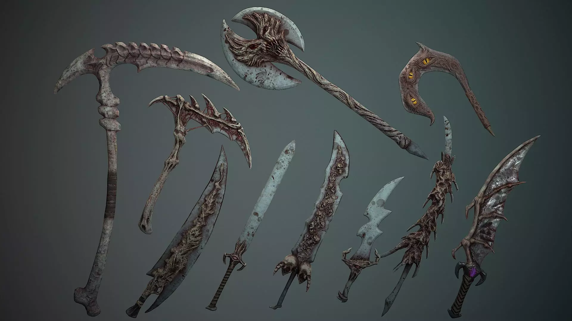 organic weapons Low-poly 3D model_0