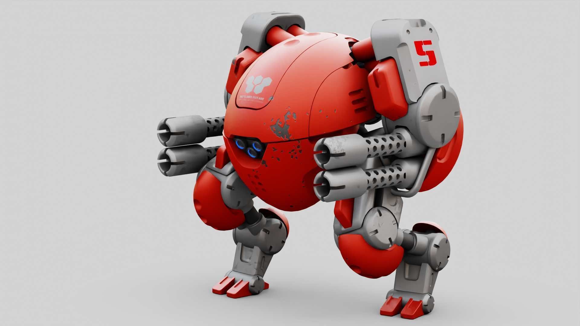 MILITARY BOT M-200  RIGGED 3D model_18