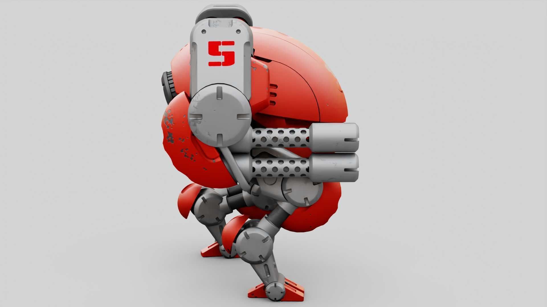 MILITARY BOT M-200  RIGGED 3D model_7