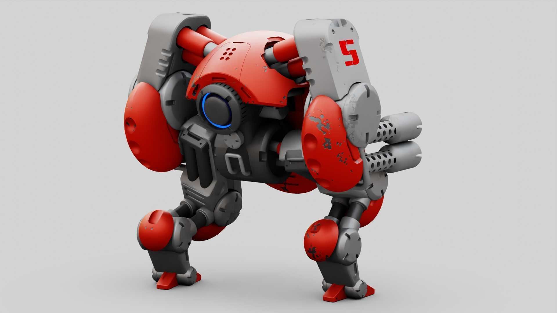MILITARY BOT M-200  RIGGED 3D model_10