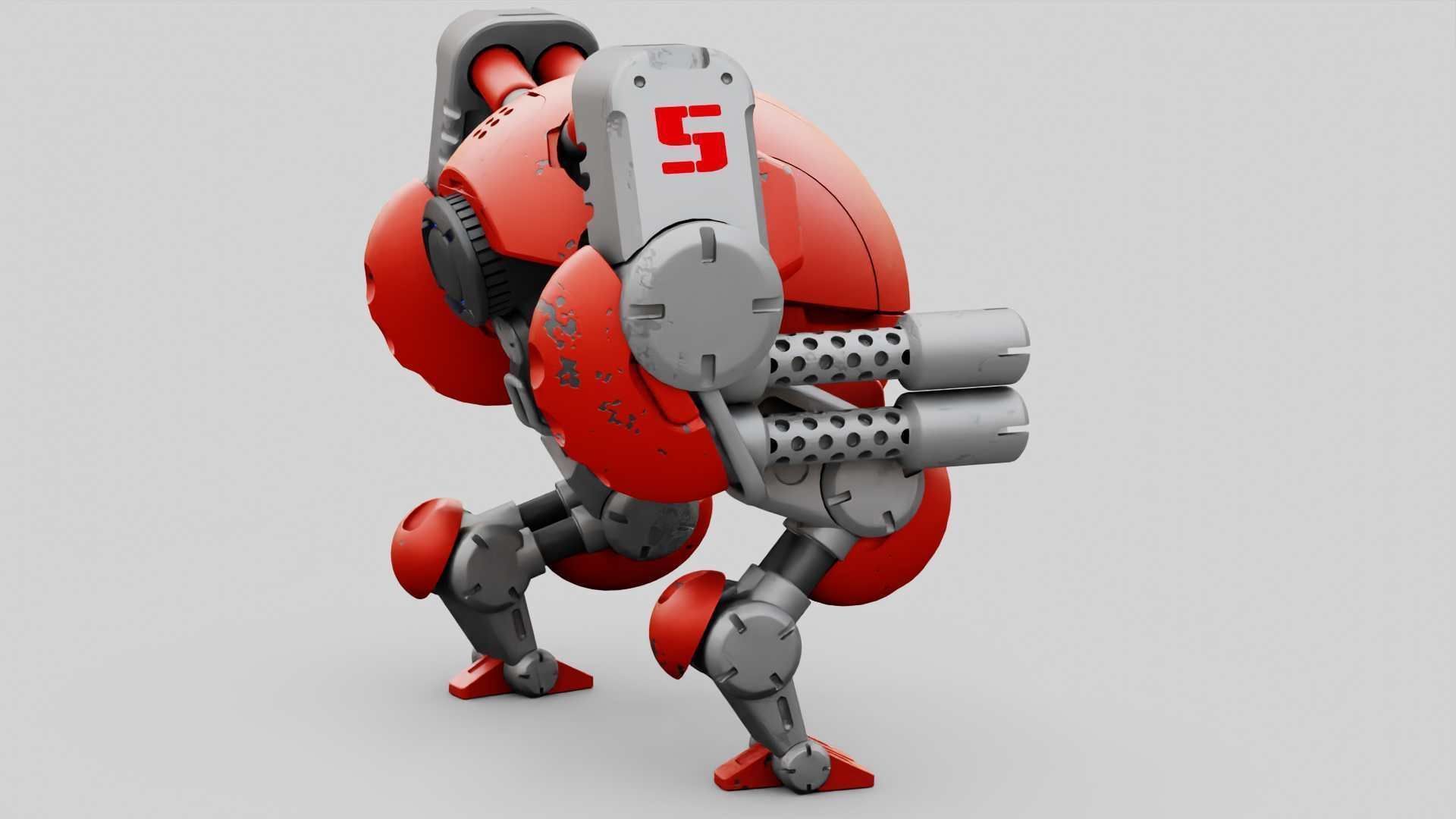 MILITARY BOT M-200  RIGGED 3D model_8