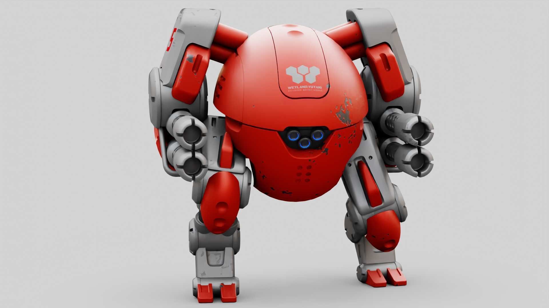 MILITARY BOT M-200  RIGGED 3D model_3