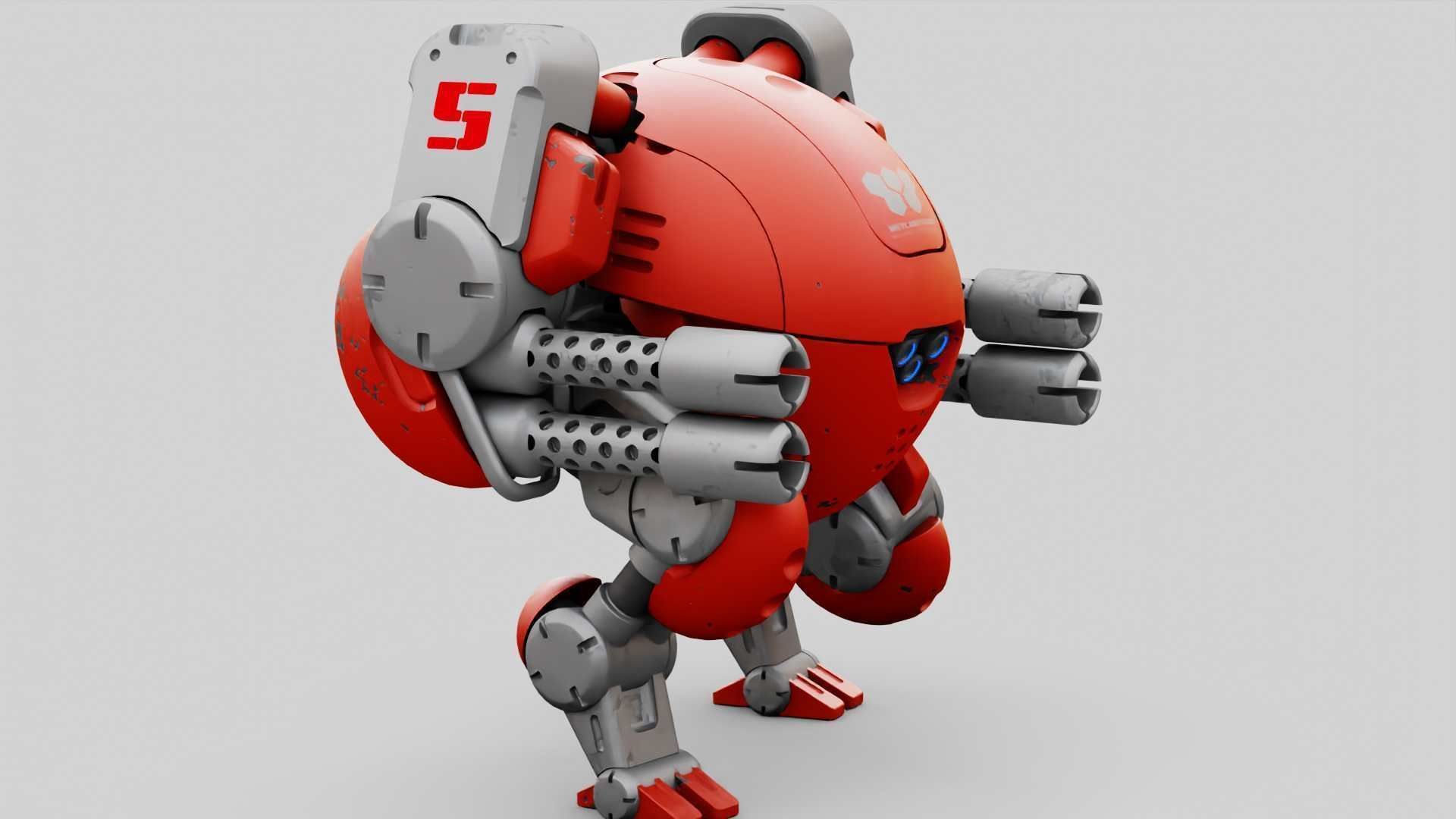 MILITARY BOT M-200  RIGGED 3D model_5