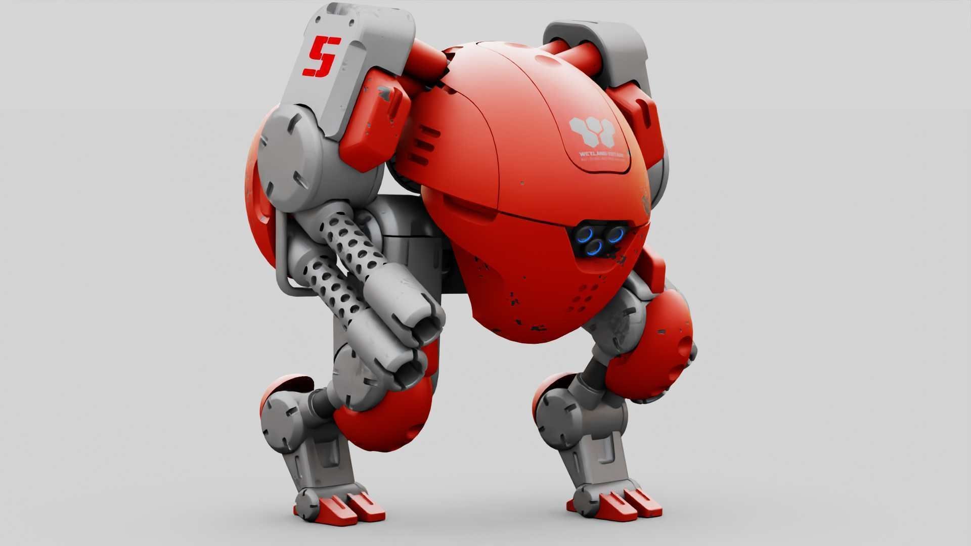 MILITARY BOT M-200  RIGGED 3D model_23