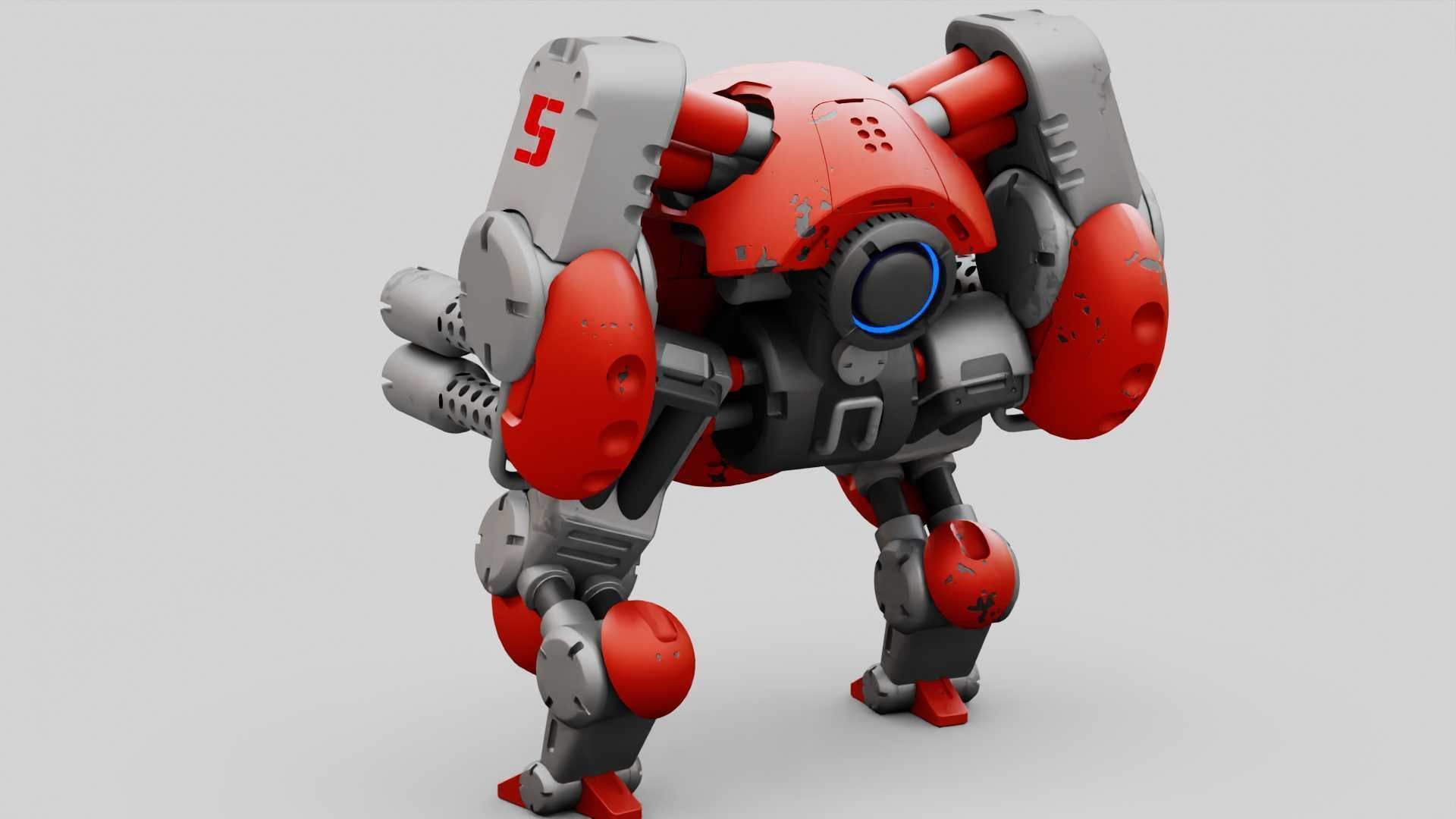 MILITARY BOT M-200  RIGGED 3D model_13