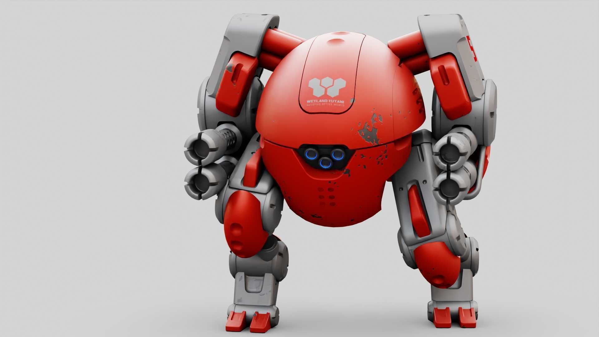 MILITARY BOT M-200  RIGGED 3D model_2