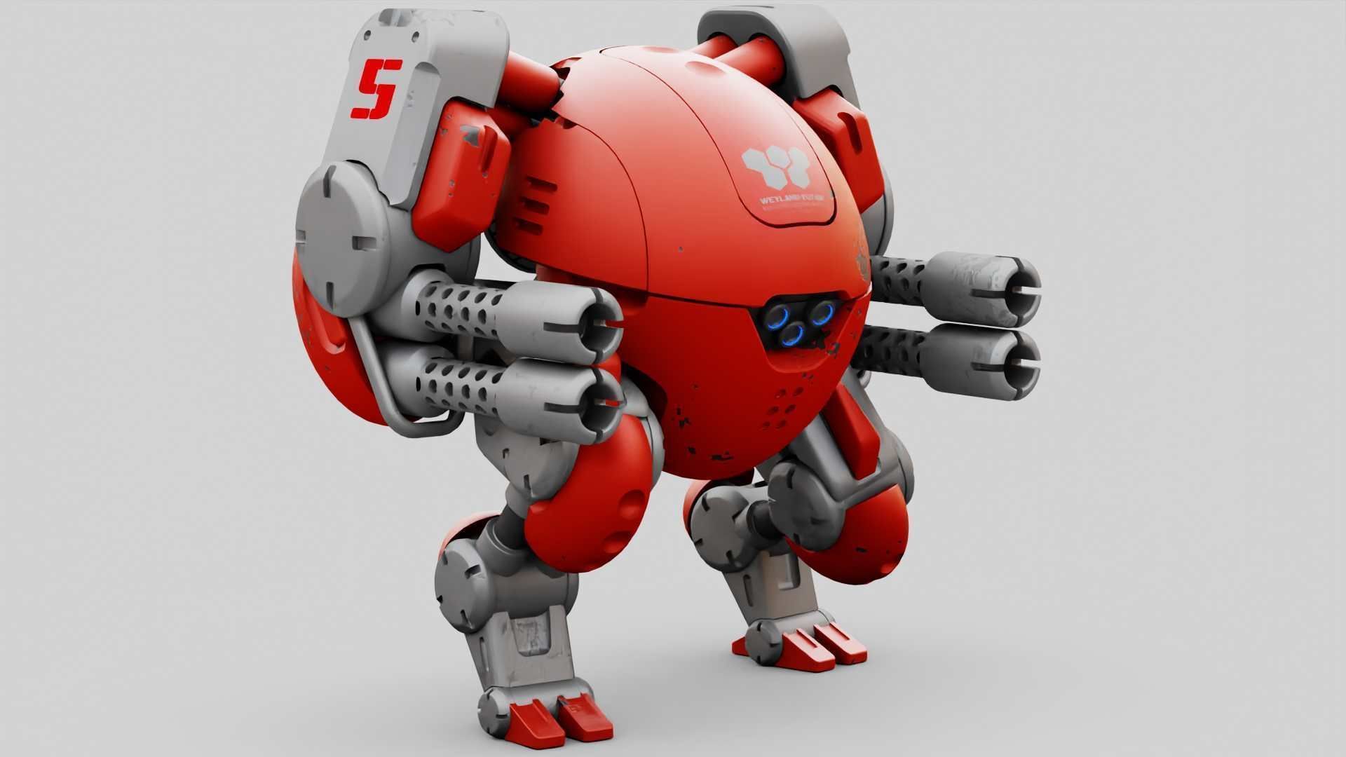 MILITARY BOT M-200  RIGGED 3D model_4