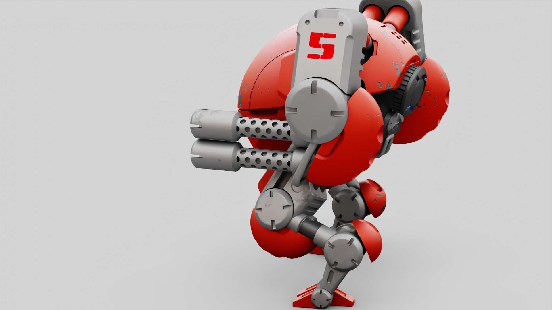 MILITARY BOT M-200  RIGGED 3D model_15